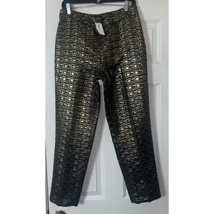 Kate Spade  Saturday Metallic Gold and Black Cropped Pants Sz. 4 Runs Like 6 NWT